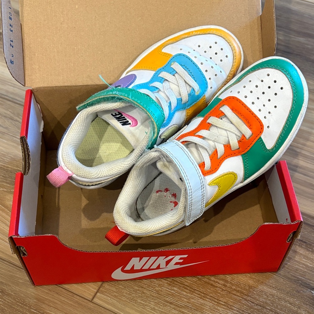 NIKE COURT BOROUGH LOW RC BP  Kids Colorful Sneakers -Green,Orange,Yellow,White